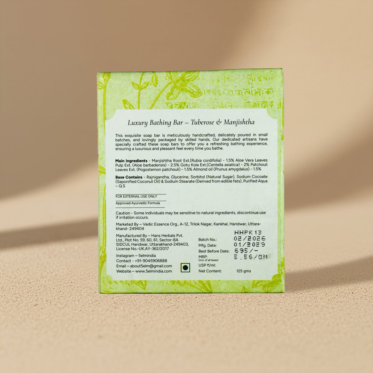 Luxury Bathing Bar – Tuberose & Manjishtha